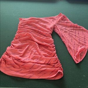 Teeze Me Coral Pink One-Shoulder Midi Dress